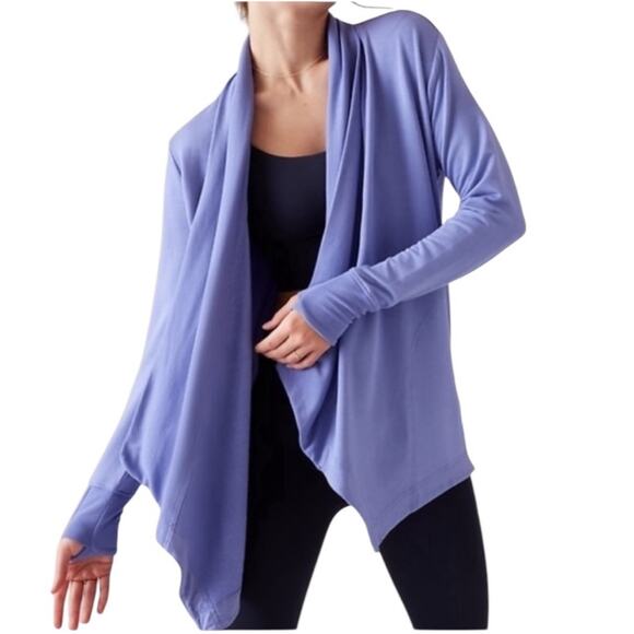 Athleta Sweater Womens Medium Purple Pranayama Wrap Open Cardigan Yoga Lounge - Picture 1 of 8